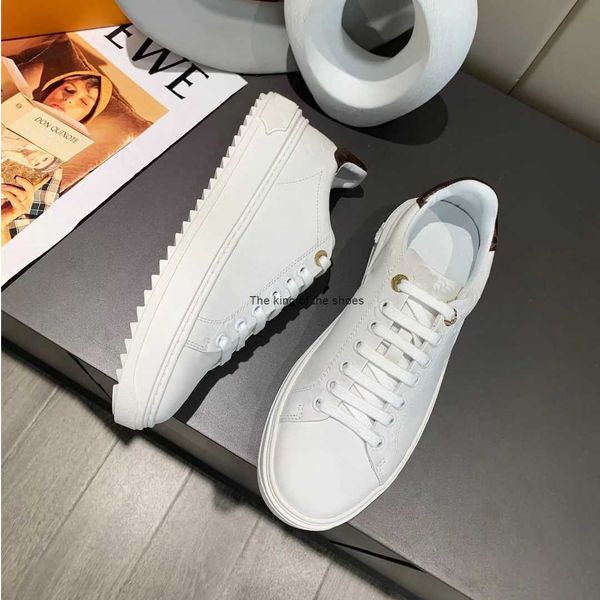 

time out sneaker luxury women casual shoes calfskin real leather pink white embossed brown printed leather designer men womens sneakers eur, Black