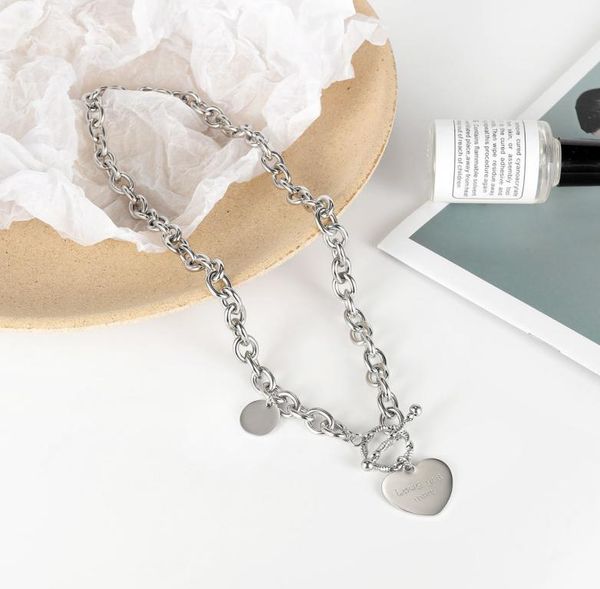 

for women luxury brand jewelry stainless sweater chain titanium steel heart pendant necklace kpop ins3052637, Silver