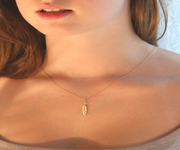 

10pcs inn053 wangel gs feather necklace olive leaf necklace nature pot planttree leaf necklace vine3980255, Silver
