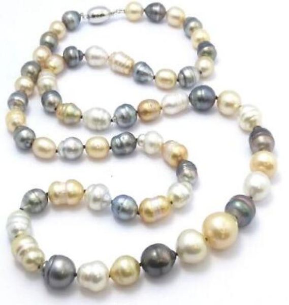 

fast fine pearls jewelry gorgeous 1213 mm natural south sea multicolor pearl necklace 24inches 925 silver4037550, Black
