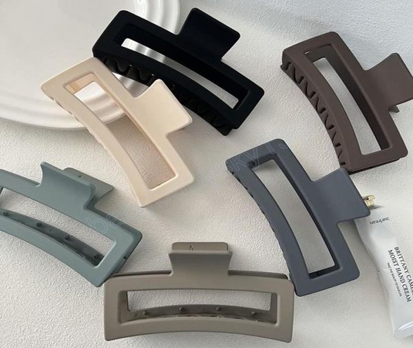 

13cm woman large rectangle frosted hair claw barrettes fashion girl hair clips crab headwear ladies hair accessories3517743, Slivery;white