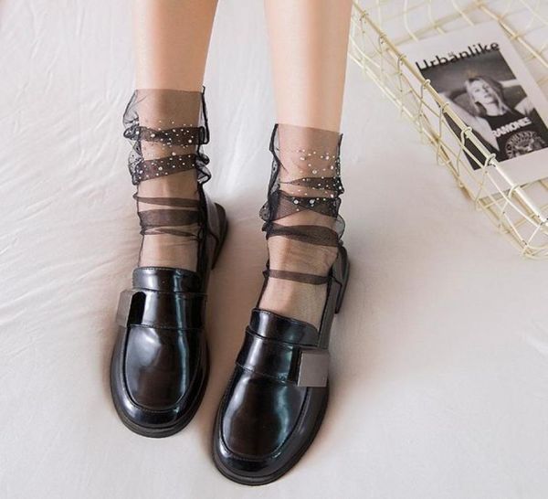 

happy fashion women039s glitter sheer socks heap short transparent shiny funny rhinestones socks net japanese light pearl sox3121954, Pink;yellow