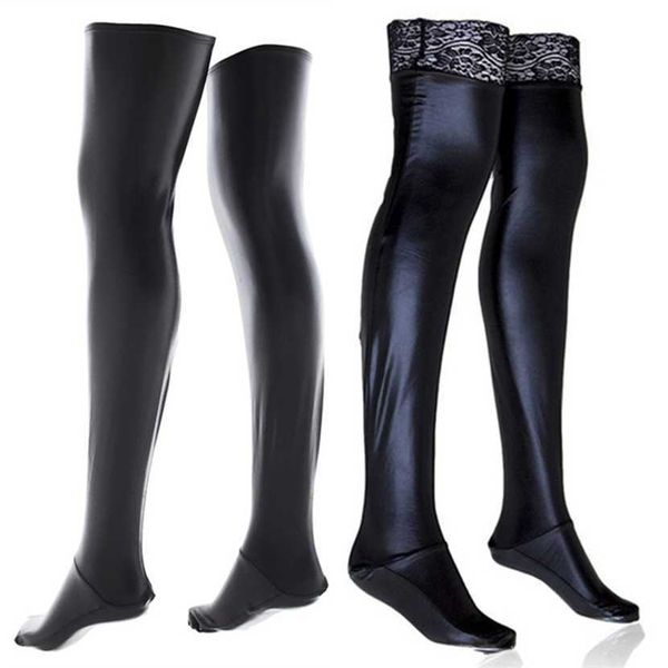 

26% off ribbon factory store women' latex stockings special effects underwear artificial leather thighs large size -xxl, Red;black