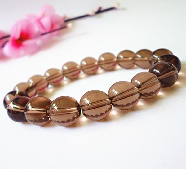 

selling natural crystal quartz 10mm beads bracelets smoky quartz stone bracelet elastic fashion jewelry for women gift9595649, Black