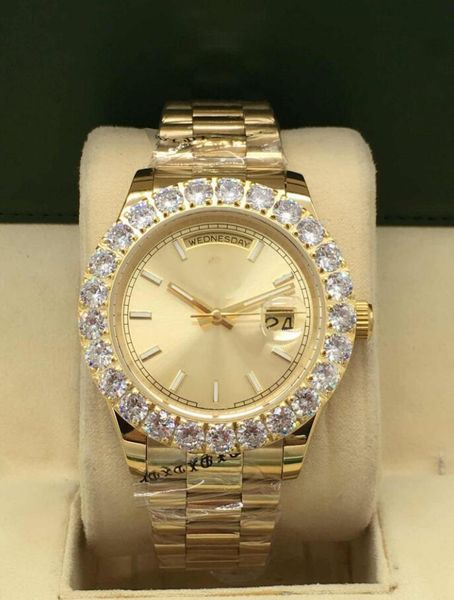 

29 style 43mm men's mechanical watch mens big diamond watches mens stainless steel folding buckle sport business wristwatch montre de l, Slivery;brown