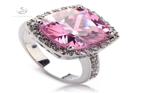 

shunxunze hiphop engagement wedding rings for women039s clothing accessories drop pink cubic zirconia rhodium plated r55351725, Silver