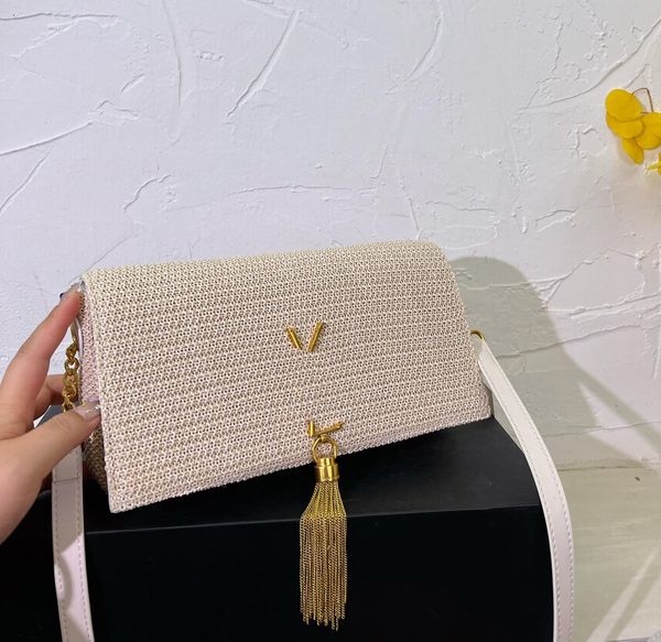 

designer fashion trend women's braided tassel bag braided fabric crossbody bag
