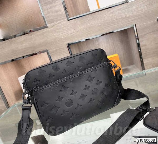 

shoulder bags embossing cross body bag 3 piece set in luxury designer bags fashion grey black 2 colors messenger bags handbag for men