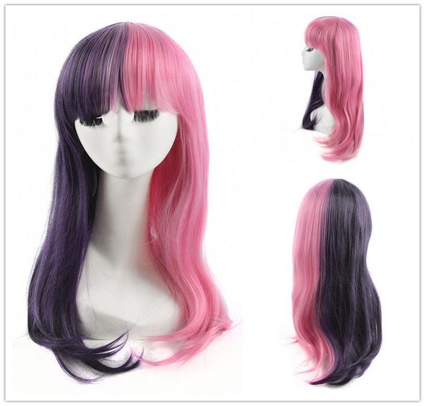 

melanie martinez cosplay half purple half pink wig long straight women wigs gtgt new fashion picture2465558, Black