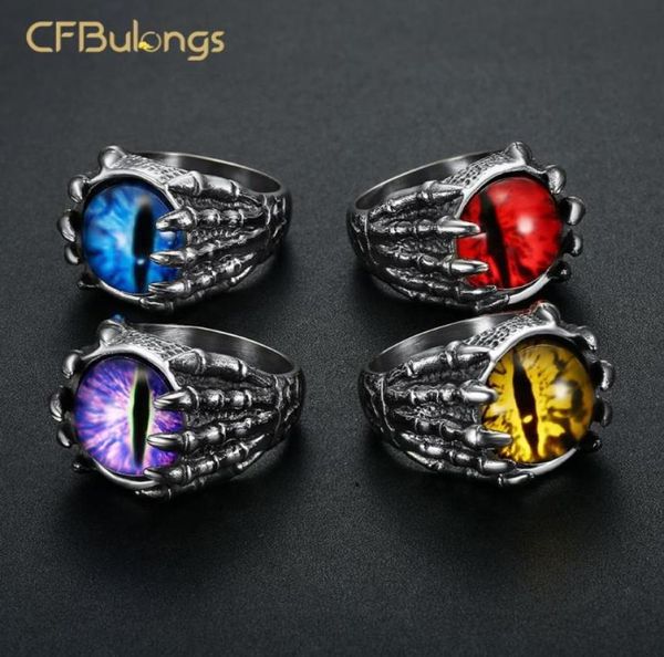 

cluster rings cfbulongs 316l stainless steel unique red zircon dragon claw ring fashion men jewelry accessories whole2850035, Golden;silver