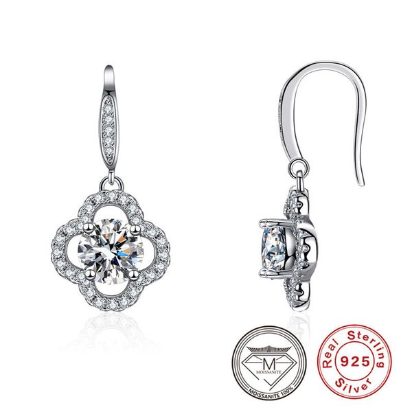 

925 sterling silver clover earrings platinum plated women dangle earring jewelry