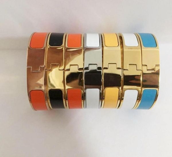 

designer design letter buckle bangle women men enamel jewelry rose gold silver opening bracelets love color bangles w4340529, Black