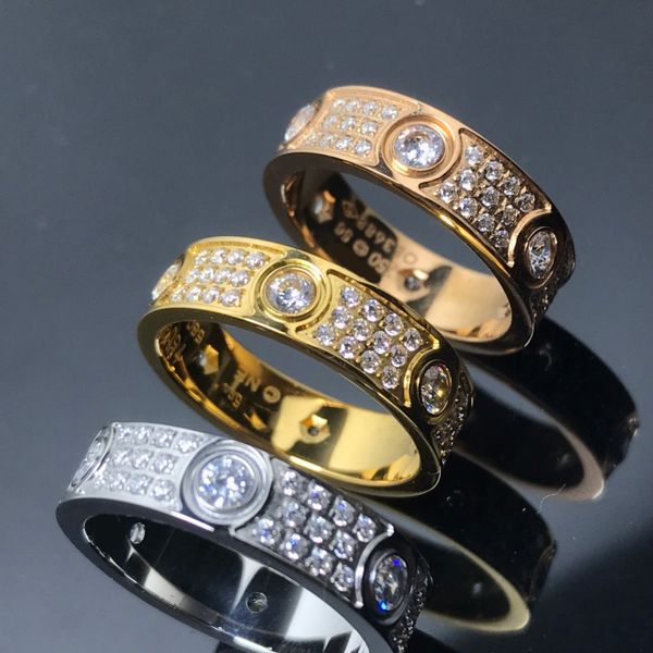 

love ring designer rings for women/men love wedding gold band diamond-pave luxury jewelry accessories titanium steel gold-plated never fade, Silver