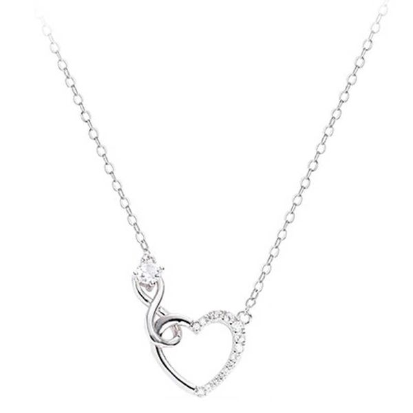 

pendant necklaces panjbj 925 sterling silver women zircon endless love heart necklace fashion clavicle chain fine jewelry engagement gift aa