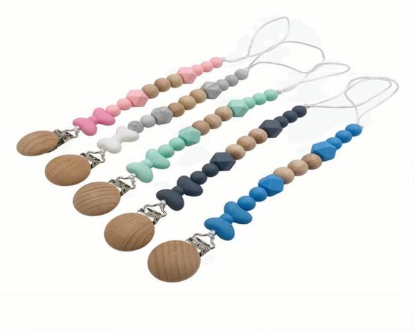

newborn feeding baby clip chain holder wood beaded pacifier soother holder clip nipple teether strap chain a95067239107