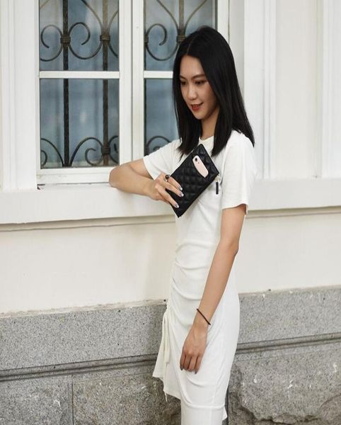 

arrivals classic clutch case fashion caviar pu phone bag with card holder fashion card holder coin bag2291820, Brown;gray