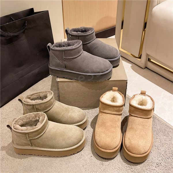 

australia snow boots designer women tazz tasman slippers mini platform boot thick bottom suede wool shoes womens fashion winter warm austral, Black