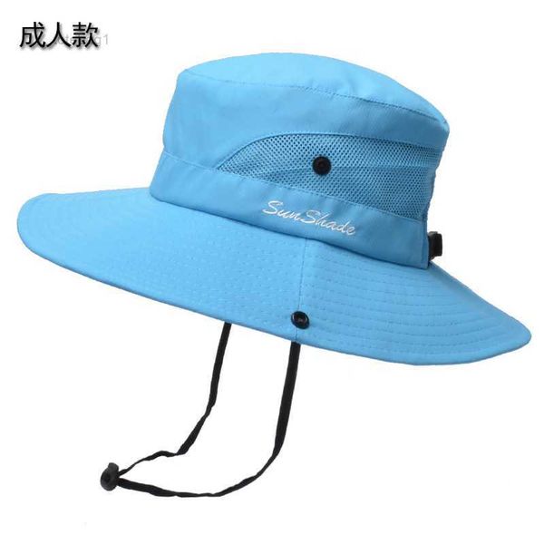 

outdoor mountaineering hat summer women's sunshade cowboy hats horsetail hole fisherman sunscreen sun breathable parent-child style cap, Blue;gray