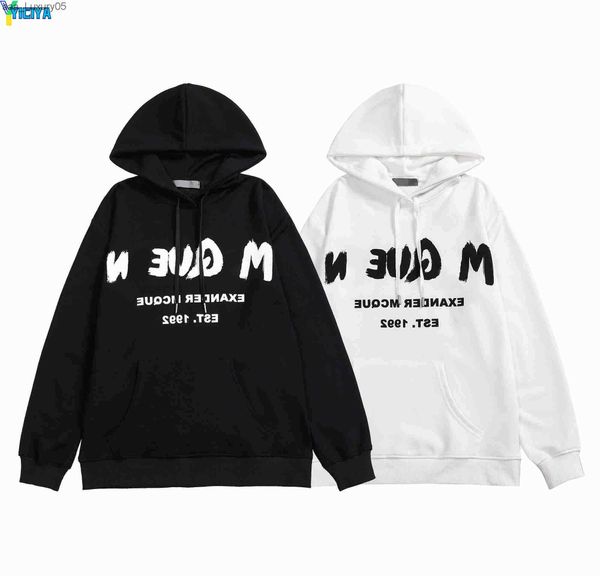 

yiciya men hoodie fashion women sweatshirts streetwear pullover loose hoodies lovers clothing hig h quality mc queens mcqueens alexanders k, Black