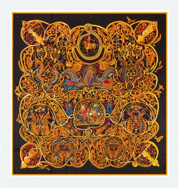 

new twill silk scarf women fairy tale character printing square scarves fashion wrap female foulard large hijab shawl neckerchief 8423898, Blue;gray