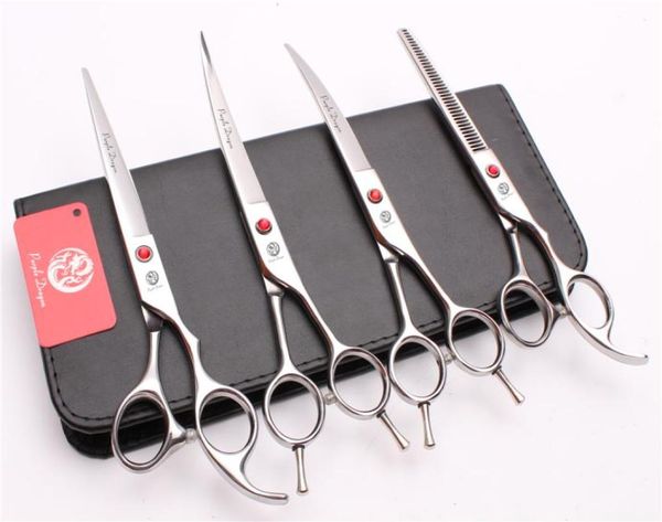 

z3002 4pcs 7039039 jp 440c purple dragon professional pets grooming hair scissors cuttingthinningup down curved shears do3321735