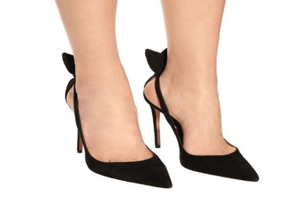 

beige faux suede stiletto heels women pumps pointed toe ankle strap women shoes high heels bridal wedding shoes8893813, Black