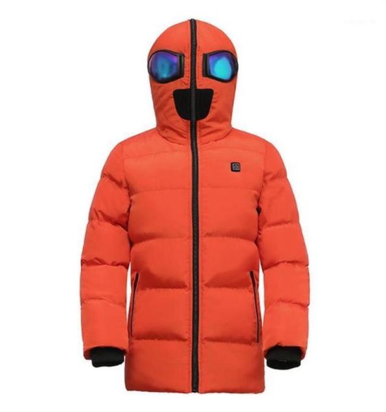 

3 areas heated children039s hooded jacket winter warm usb outdoor sports smart thermal warmer12251445, Gray;blue