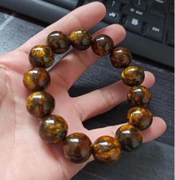 

natural gold silk willow 16mm beaded bracelet f20123454097030, Black