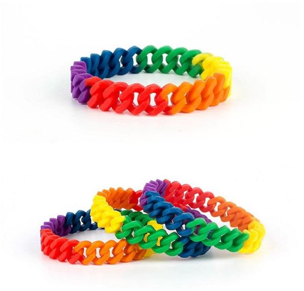 

bangle 100 pieces rainbow silicone bracelet lgbt rubber wristband gay pride fashion jewelry men women bangles lovers gift, Black
