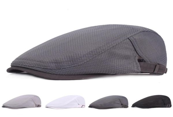

solid color net cap polyester newsboy caps hats portable casual men women berets flat driving hunting golf cabbie cap5530814, Blue;gray