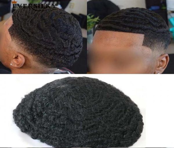 

10mm deep wave curly jet black human hair prosthesis toupee for men thin skin durable easy install indian remy hairs men039s to5087186