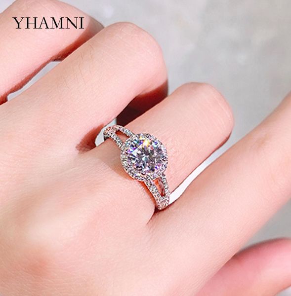 

fashion 2 ct female finger ring 925 sterling silver micro pave zircon rings for women love wedding jewelry with certificate zr5101756084, Slivery;golden