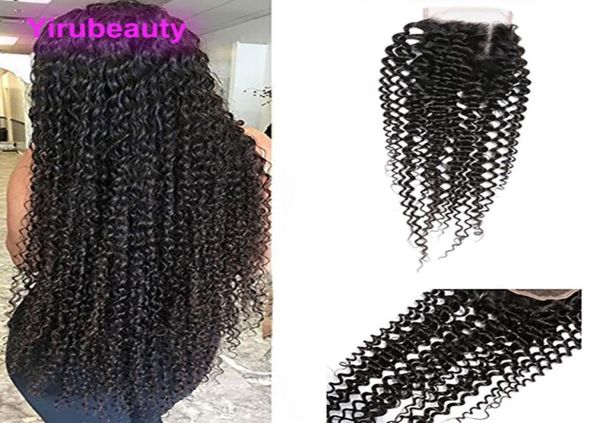 

indian human hair 4x4 lace closure with baby hair 1024 inch kinky curly closures middle three part8058900, Black;brown