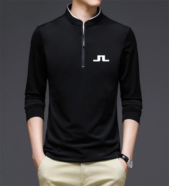 

men golf clothing long sleeve tshirt men039s outdoor sports ventilation loose bottomed polo shirt half zip golf wear 2206276398699, Black;blue