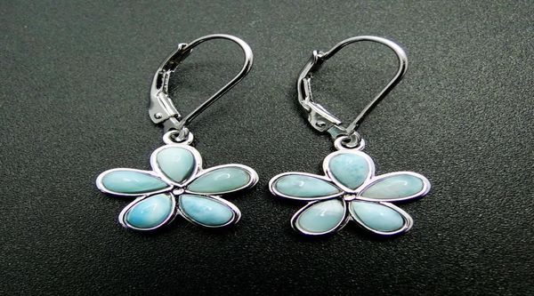 

natural larimar jewelry flower earring fine jewelry silver dangle earrings 100 925 sterling silver jewelry for girl039s earrin8282313, Golden;silver