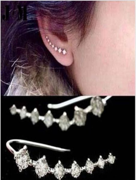 

ship punk rock rhinestone ear cuff wrap earring silver piercing ear cartilage2515085