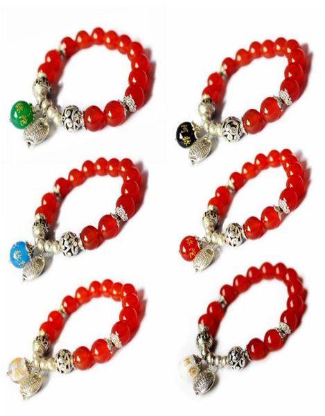 

natural red agate 10mm strands beaded elastic bracelets engraved namo amitabha buddha beads bracelet reiki healing crystal buddhis2516449, Black