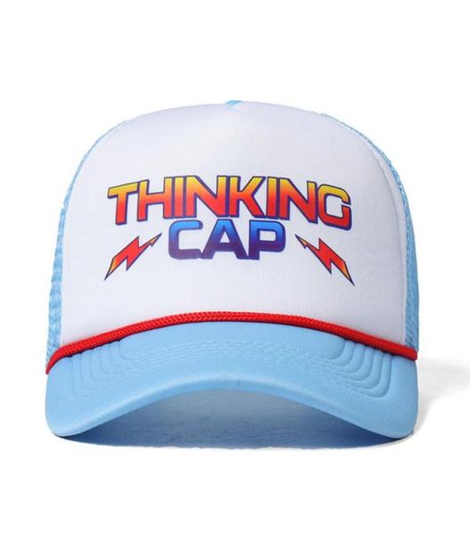 

stranger things season 4 cosplay hat dustin henderson leather baseball cap retro mesh thinking hats prop accessories adjustable ca6491584, Blue;gray