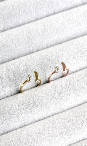 

factory new unique half moon rings with crystale simple fashion adjustable rings suit for all women girl can mix color efr044585996, Silver