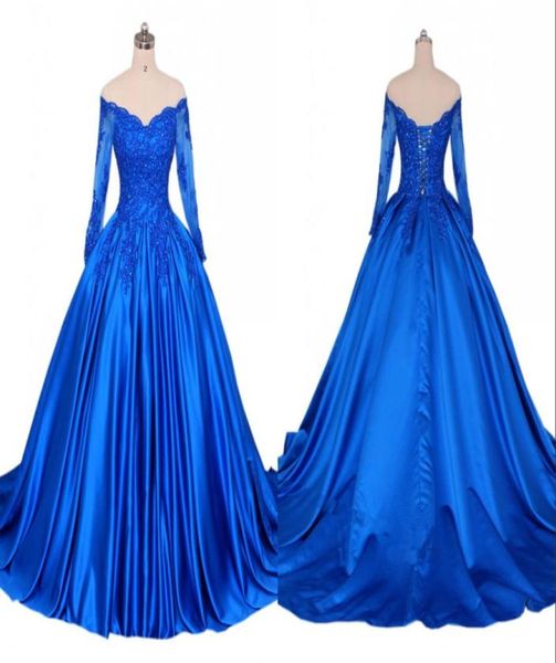 

v neck blue evening dress with long sleeves lace a line princess 2022 applique illusion sequined beaded corset back quinceanera pa6907298, Black;red