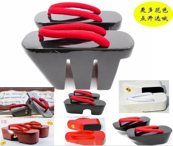 

womens japanese oiran tayu 3 leg koma geta clog flipflop cosplay slipper shoes 2021 slippers6661598, Black