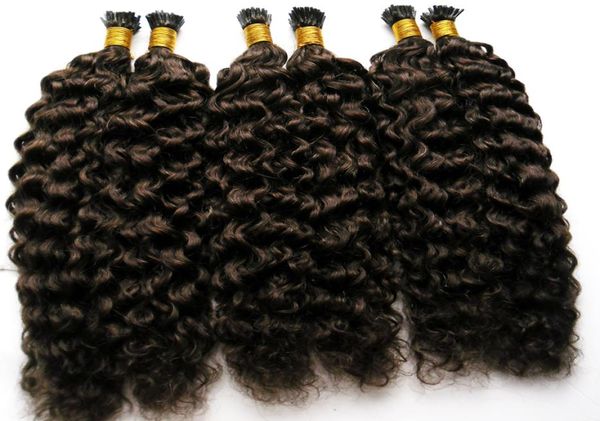 

factory whole kinky curly hair italian keratin fusion stick i tip pre bonded human hair extensions 100g afro kinky curly hair 3748573, Black