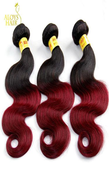 

ombre malaysian human hair extensions 2 two toned 1b99j burgundy red grade 8a malaysian body wave virgin hair weave wavy 9687515, Black