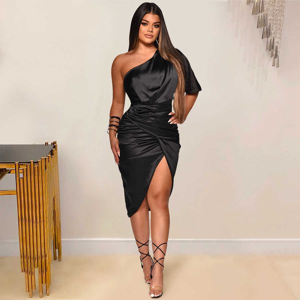 

one shoulder backless dress women slim fit solid color prom dress womens summer 2022 asymmetrical mini party dresses, White;black