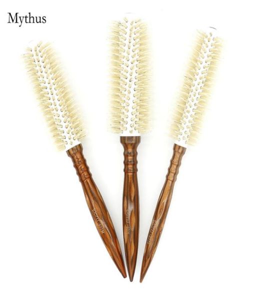 

white bamboo fibre nylon hair brushwooden handle barbers hairstyling round brushs m l 3 size do different hair style7791581, Silver