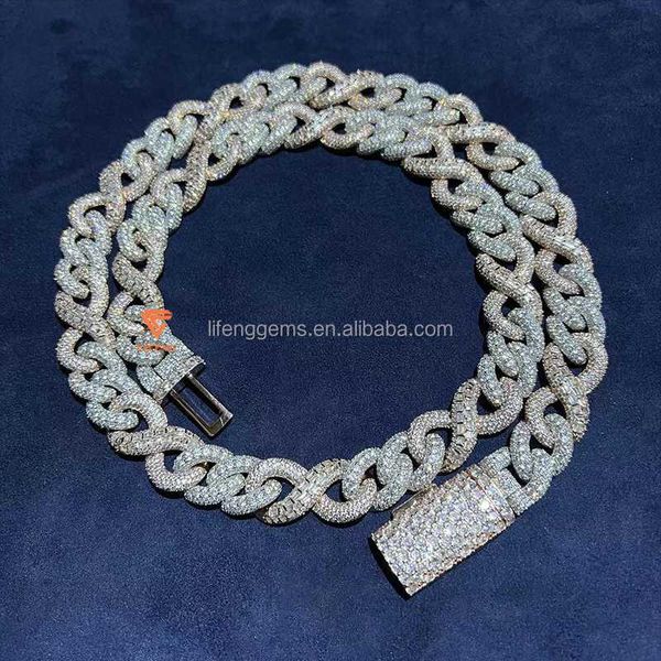 

necklaces silver/gold plated mens miami diamond hip hop fashion jewelry iced out moissanite cuban link chains