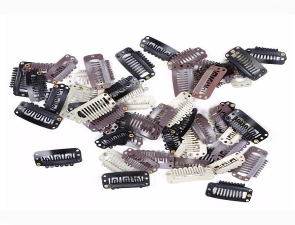 

50pcsbag 32cm 9ttube stainless steel snap comb wig clip for machine weftedweaving extensions clip in hair extensions accessor1974741, Black;brown