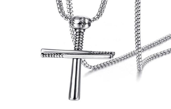 

12pcs european and american outdoor baseball cross pendant necklace fashion personality man039s accessories 3color3808011, Silver