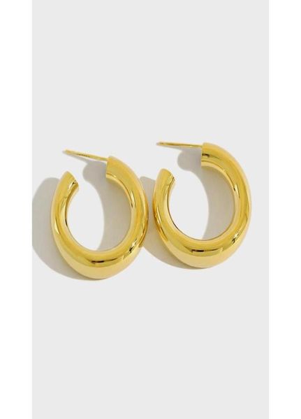 

hoop huggie real 925 sterling silver big earrings for women c round ins korean chunky statement earings fashion jewelry 20216410009, Golden;silver
