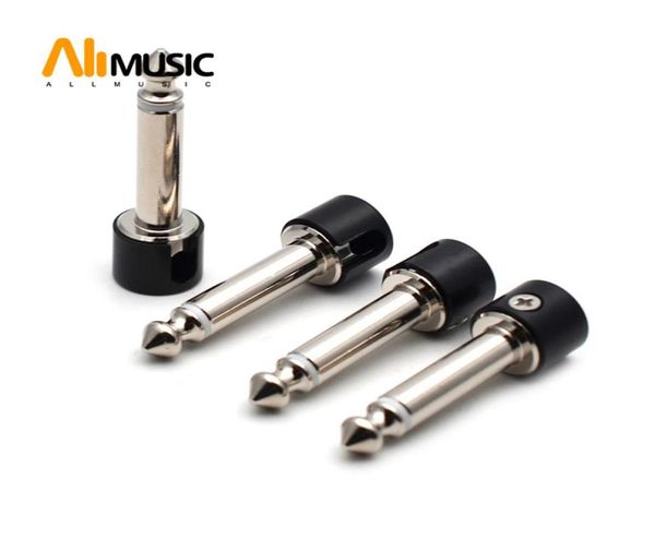 

50pcs diy strait audio solderless 635 mono plug solder plug guitar effect connector chromeblack3366892